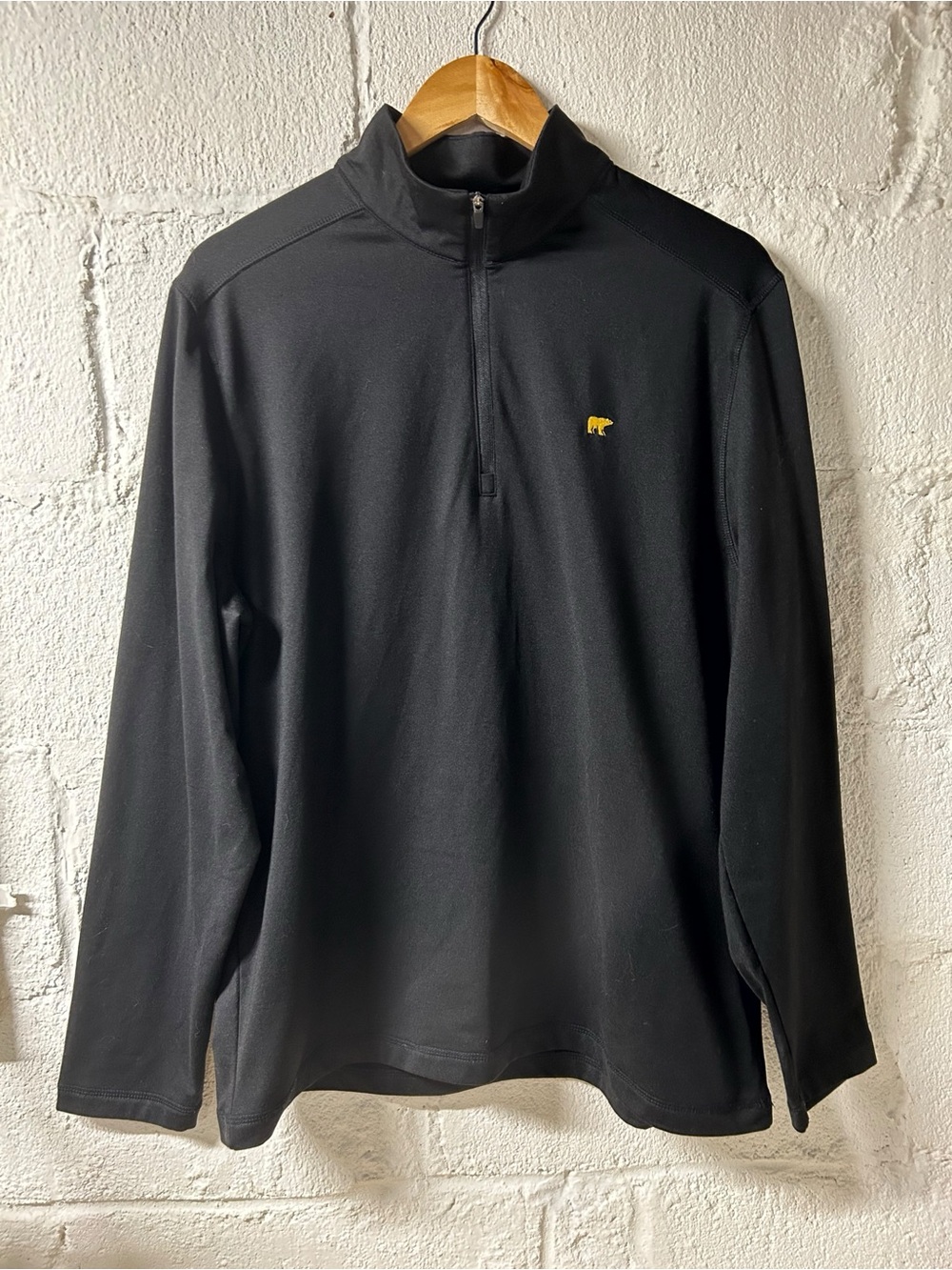 Jack Nicklaus Men's Black Quarter-Zip Pullover with Yellow Bear Logo, Sz. M
